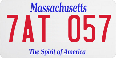 MA license plate 7AT057