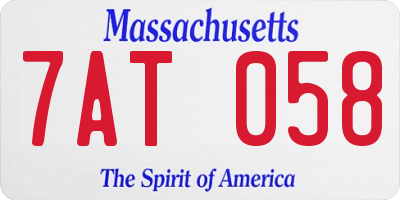 MA license plate 7AT058