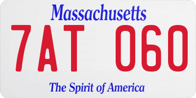 MA license plate 7AT060