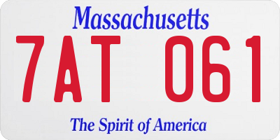 MA license plate 7AT061