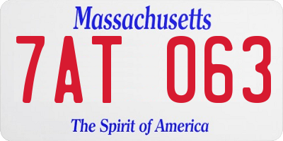 MA license plate 7AT063