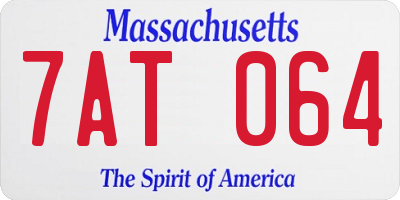 MA license plate 7AT064
