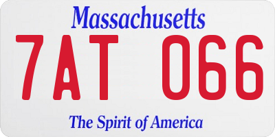 MA license plate 7AT066