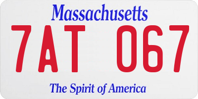 MA license plate 7AT067