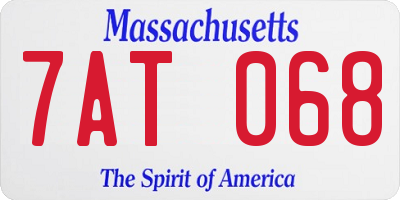 MA license plate 7AT068