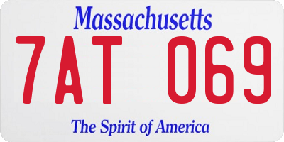 MA license plate 7AT069