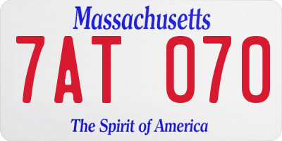MA license plate 7AT070