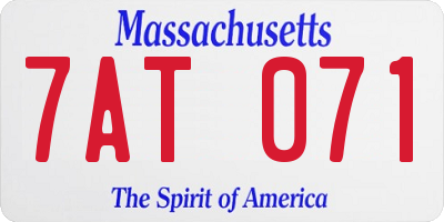 MA license plate 7AT071