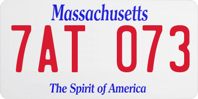 MA license plate 7AT073