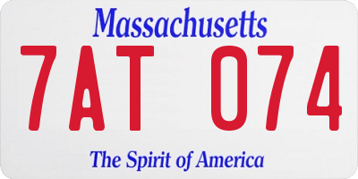 MA license plate 7AT074