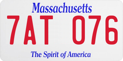MA license plate 7AT076