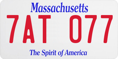 MA license plate 7AT077
