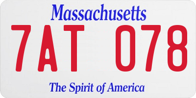 MA license plate 7AT078