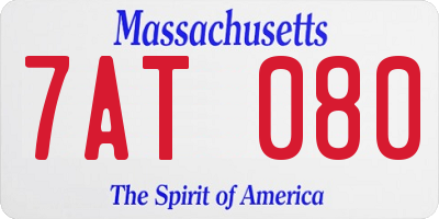 MA license plate 7AT080