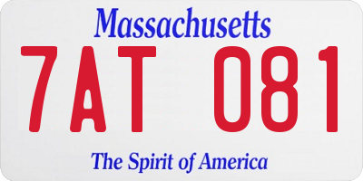 MA license plate 7AT081