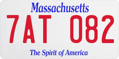 MA license plate 7AT082