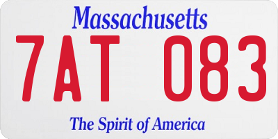 MA license plate 7AT083