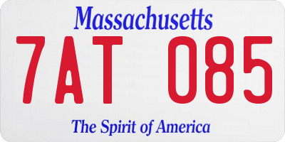 MA license plate 7AT085