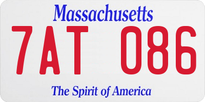 MA license plate 7AT086
