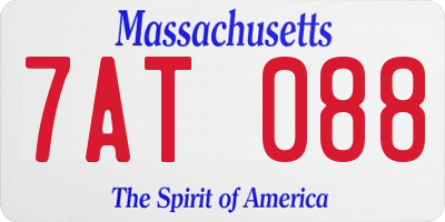 MA license plate 7AT088