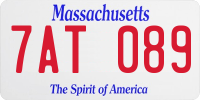 MA license plate 7AT089