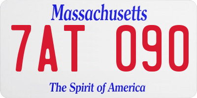 MA license plate 7AT090
