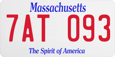 MA license plate 7AT093