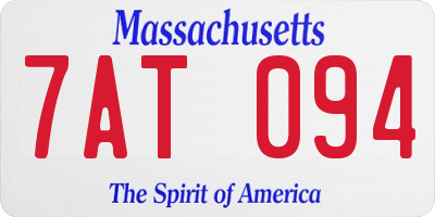 MA license plate 7AT094