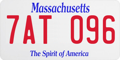 MA license plate 7AT096