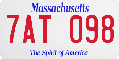 MA license plate 7AT098