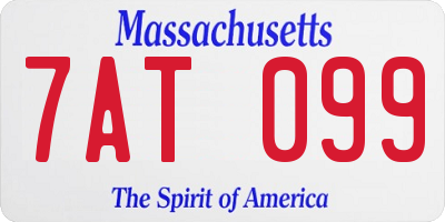 MA license plate 7AT099