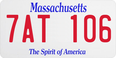 MA license plate 7AT106