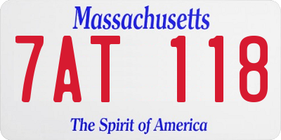 MA license plate 7AT118