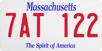 MA license plate 7AT122