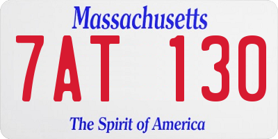 MA license plate 7AT130