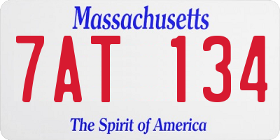 MA license plate 7AT134