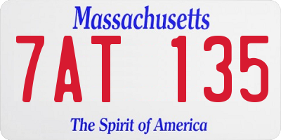 MA license plate 7AT135