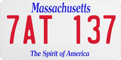 MA license plate 7AT137