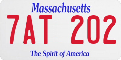 MA license plate 7AT202