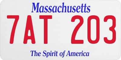 MA license plate 7AT203