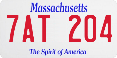 MA license plate 7AT204