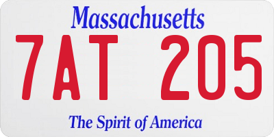 MA license plate 7AT205