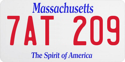 MA license plate 7AT209