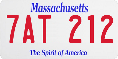 MA license plate 7AT212