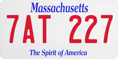 MA license plate 7AT227