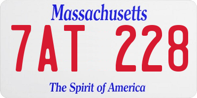 MA license plate 7AT228