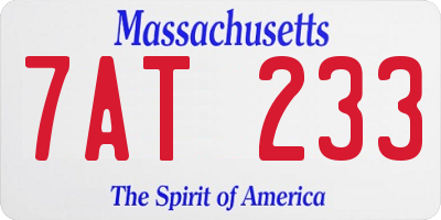 MA license plate 7AT233
