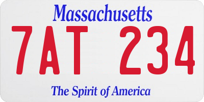 MA license plate 7AT234