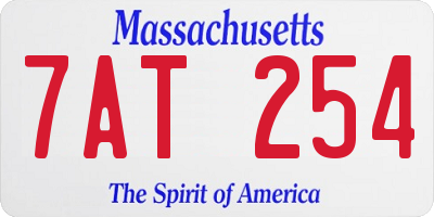 MA license plate 7AT254