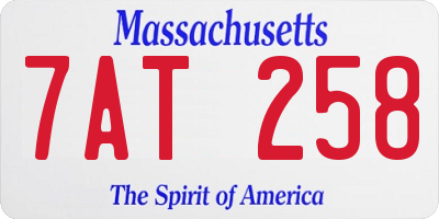 MA license plate 7AT258